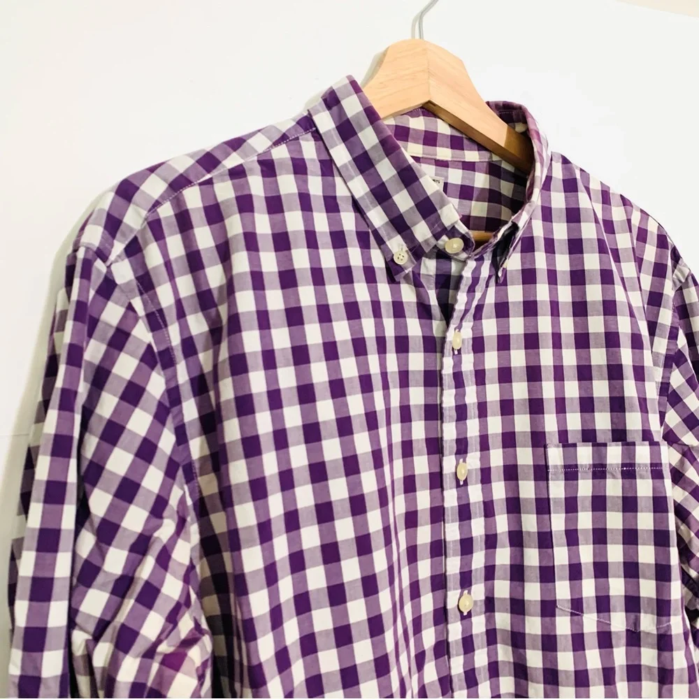 J. Crew Men’s Purple Checked Button Down Shirt Long Sleeves Size Large